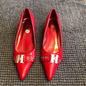 Rampage Red Mini-Heel with Silver Buckle. Size 8.5.